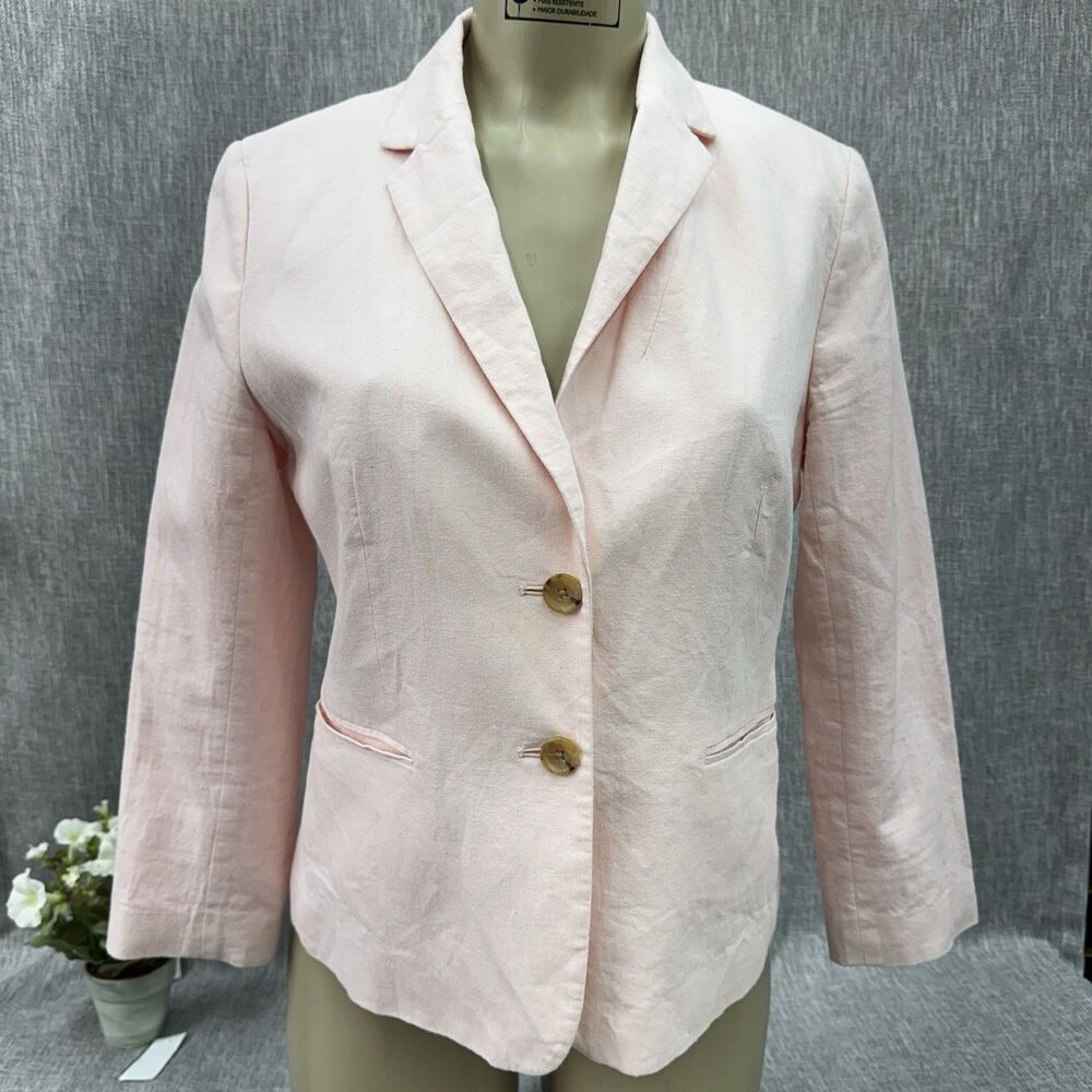 Banana Republic Pink Linen Cotton Blazer Sz 8 Peach Glow NWOT Career Suit Jacket